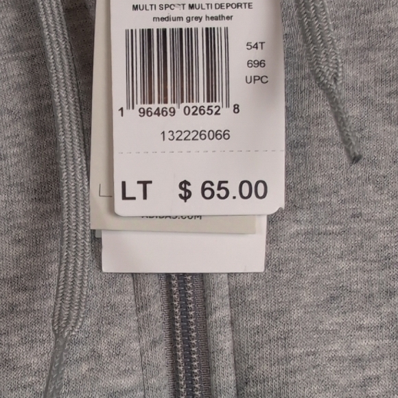 Adidas Men's Light Gray Zip-Up Hoodie - Picture 4 of 5